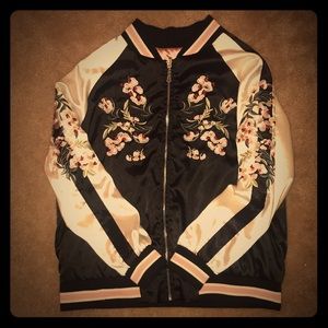 Floral Bomber Jacket Embroidered